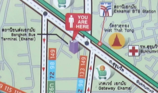 バンコクバスターミナル付近の案内地図
