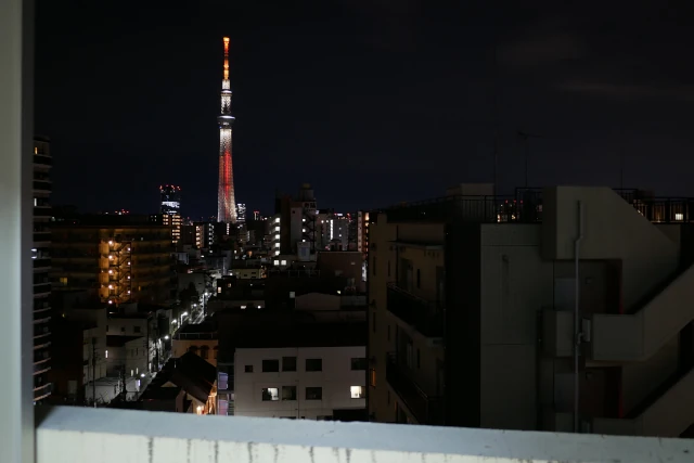 ホテルヒカリの部屋から見えるスカイツリー