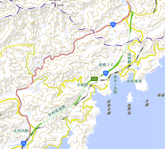 日和佐道路周辺の地図