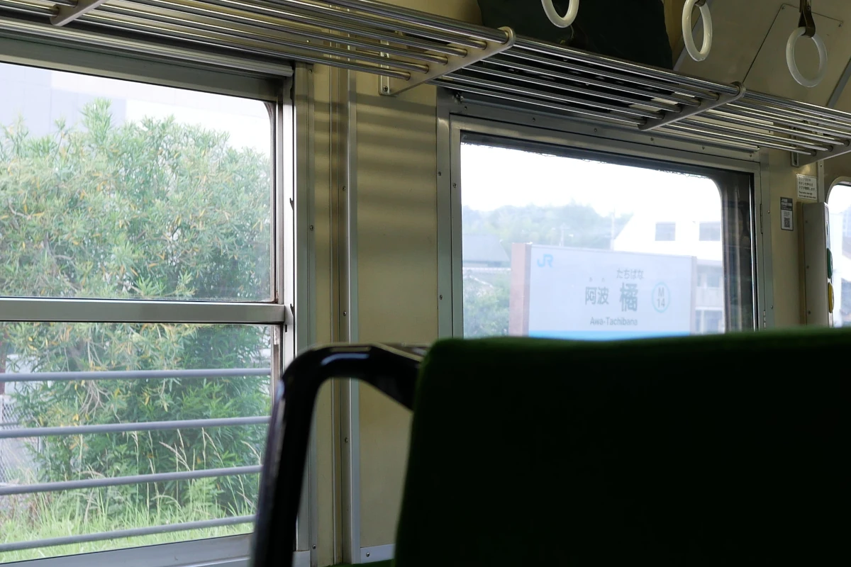 阿波橘駅で停車中の普通列車からの車窓