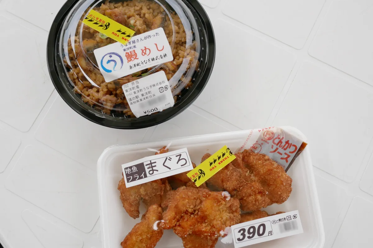 道の駅東洋町で購入した鰻めしとまぐろフライ