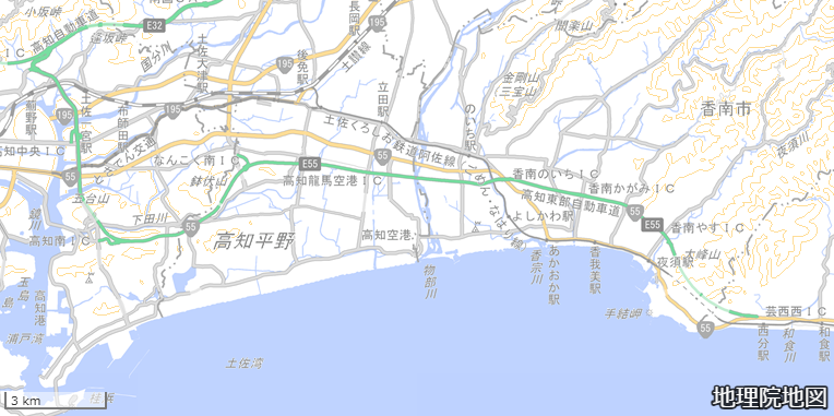 高知東部自動車道の地図